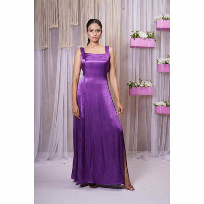 Farha Syed Electric Purple Hand Embroidered Short Shrug with Gown (Set of 2)