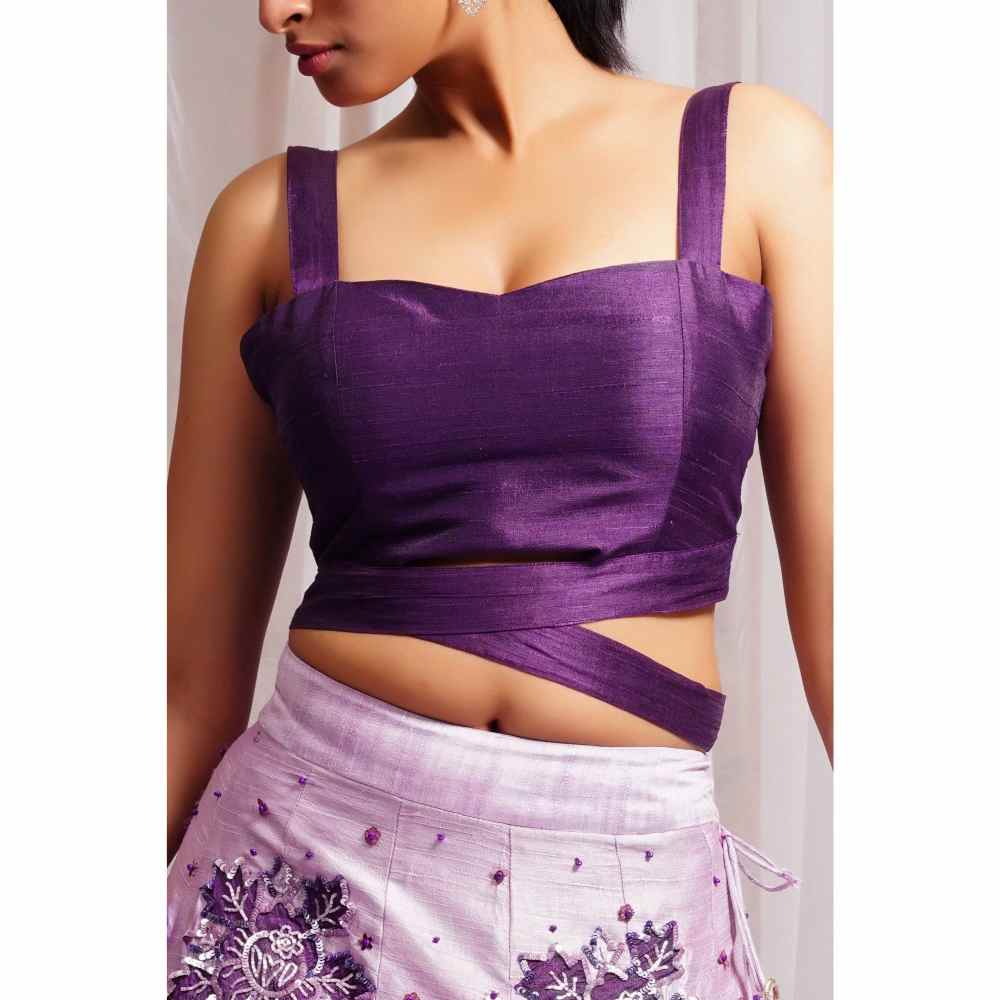 Farha Syed Periwinkle Hand Embroidered Lehenga (Set of 3)