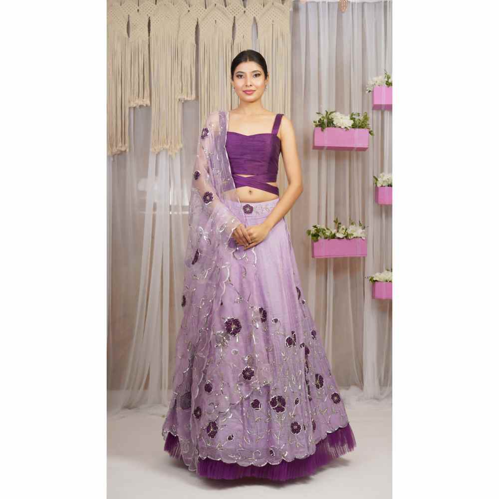 Farha Syed 3 Piece Hand Embroidered Blouse with Lehenga Skirt & Dupatta (Set of 3)