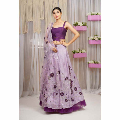 Farha Syed 3 Piece Hand Embroidered Blouse with Lehenga Skirt & Dupatta (Set of 3)