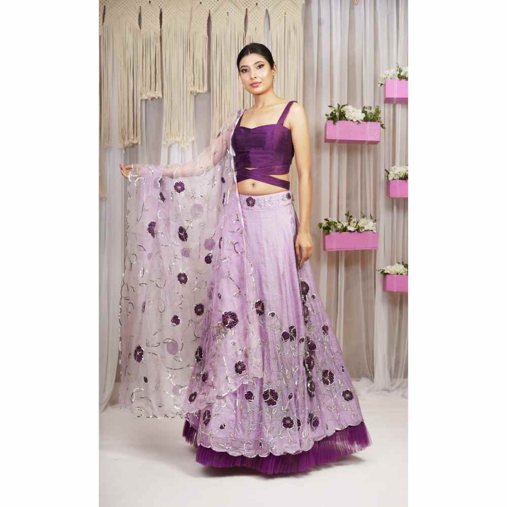 Farha Syed 3 Piece Hand Embroidered Blouse with Lehenga Skirt & Dupatta (Set of 3)