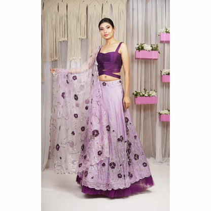 Farha Syed 3 Piece Hand Embroidered Blouse with Lehenga Skirt & Dupatta (Set of 3)