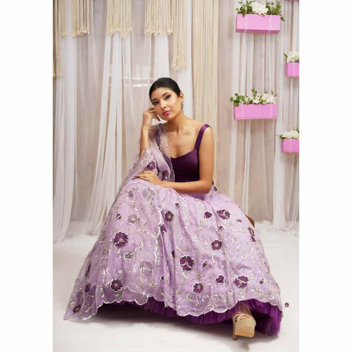 Farha Syed 3 Piece Hand Embroidered Blouse with Lehenga Skirt & Dupatta (Set of 3)