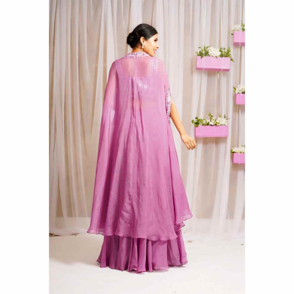 Farha Syed Mulberry Hand Embellished Lehenga (Set of 4)