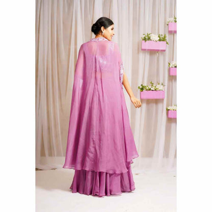 Farha Syed Mulberry Hand Embellished Lehenga (Set of 4)