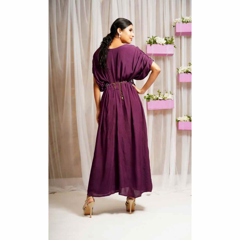 FS Closet by Farha Syed Boysenberry Solid Maxi Dress (Set of 2)