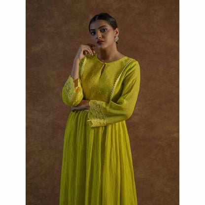 Farha Syed Yellow Embroidered Kurta with Palazzo Pants & Dupatta (Set of 3)