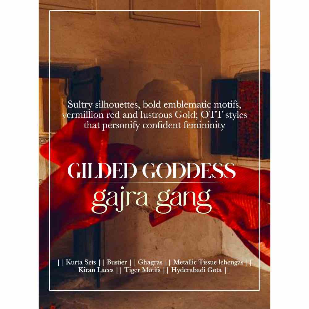 Gajra Gang Guilded Goddess Green Georgette Kurta Palazzo & Dupatta (Set of 3)