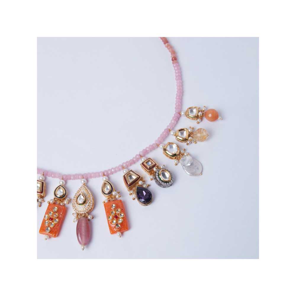 Gajra Gang Vintage Rani Multi Color Meenakari Uncut Stone Necklace