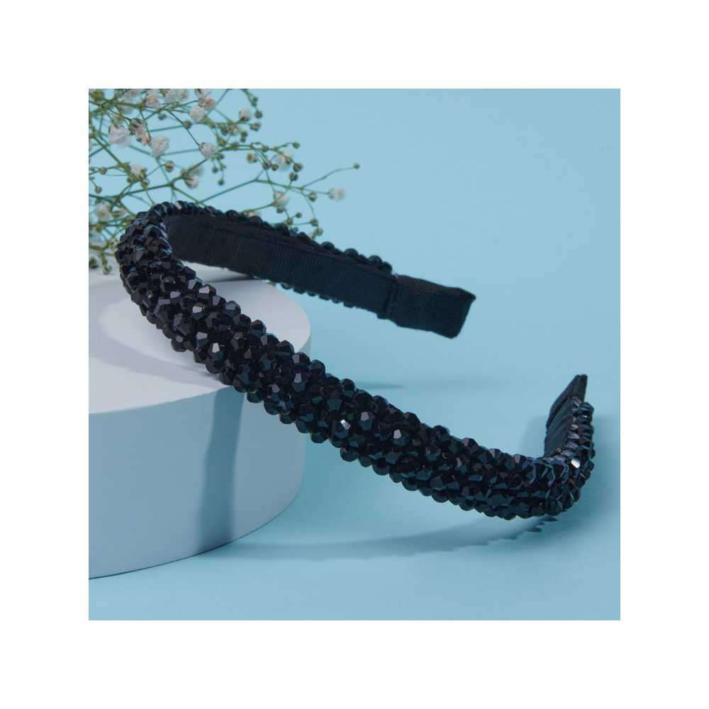 Gajra Gang Glitterati Black Crystal Malleable Hairband