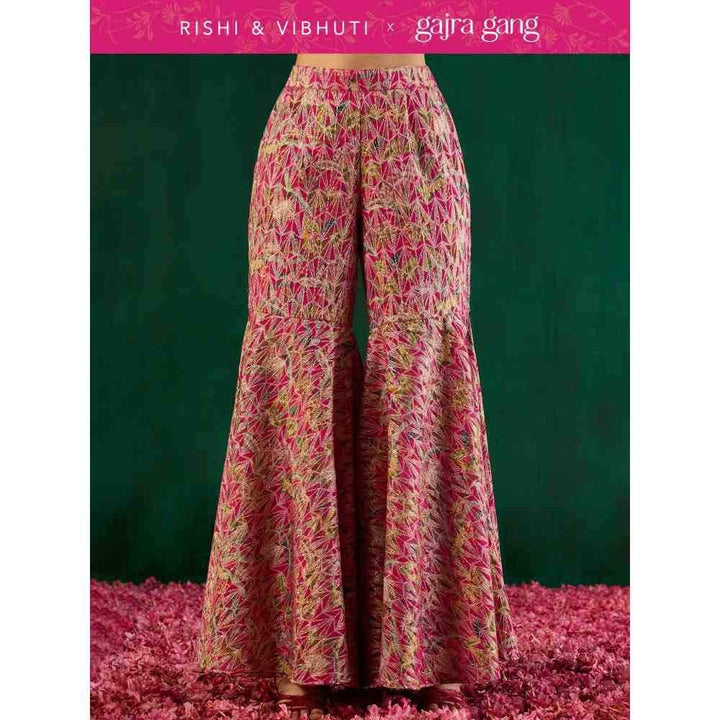 Gajra Gang Rishi Vibhuti Pink Printed Flared Bottom GGRVBTM03