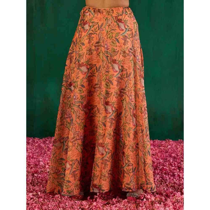 Gajra Gang Rishi Vibhuti Orange Printed Ethnic Skirt GGRVSKT02