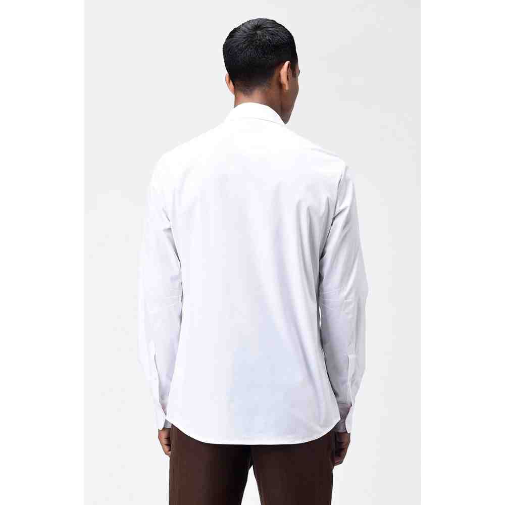 Genes Lecoanet Hemant White Mens Shirt with Asymmetric Placket