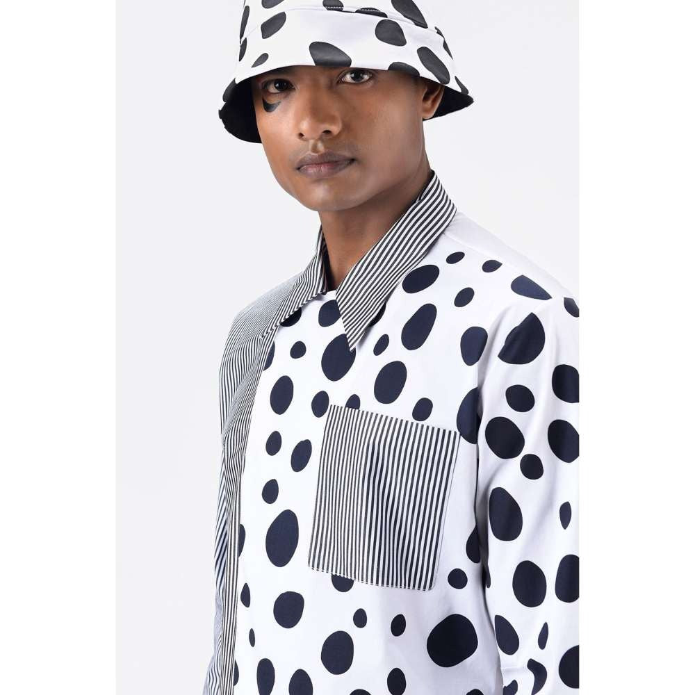 Genes Lecoanet Hemant Mens Shirt with Stripes & Polka Dot Print