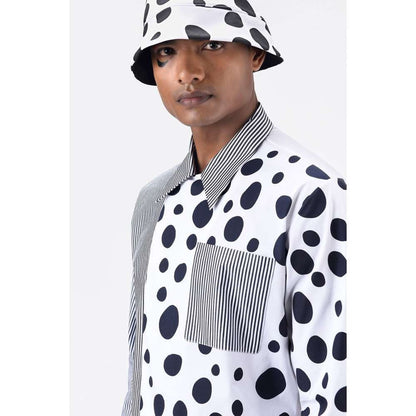 Genes Lecoanet Hemant Mens Shirt with Stripes & Polka Dot Print