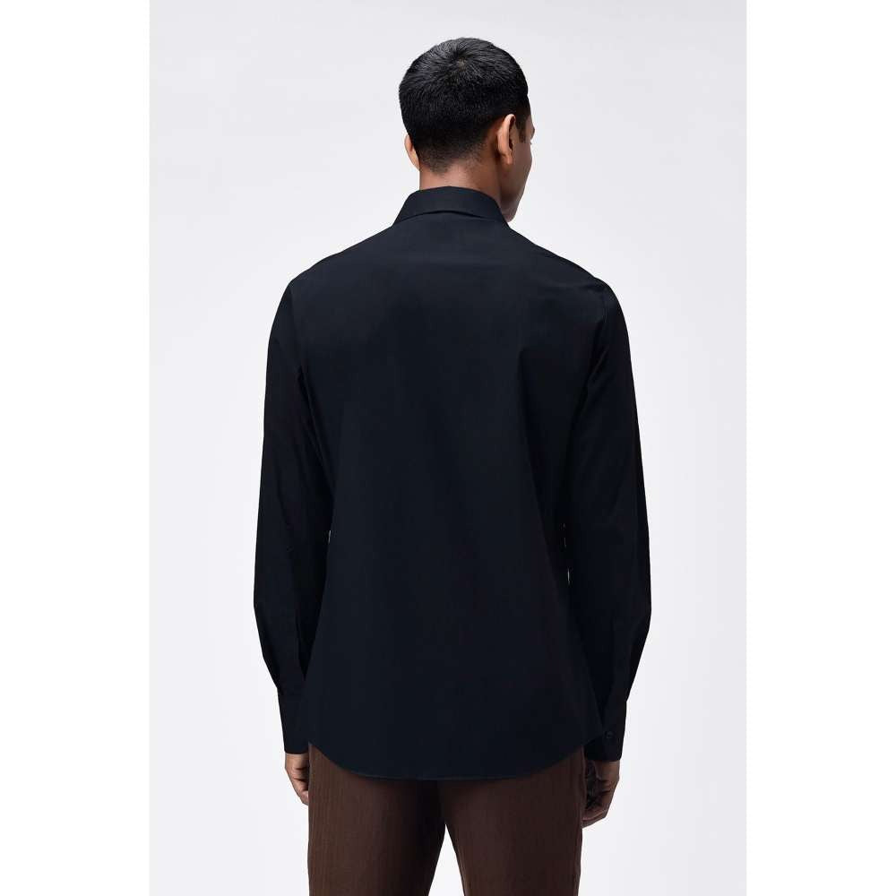 Genes Lecoanet Hemant Mens Black Typography Embroidered Shirt