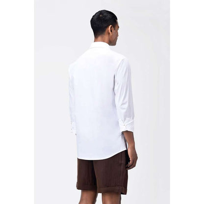 Genes Lecoanet Hemant Mens White Typography Embroidered Shirt