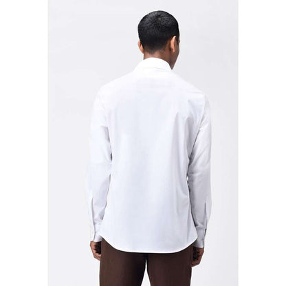 Genes Lecoanet Hemant Mens White Shirt with Asymmetric Polka Embroidery