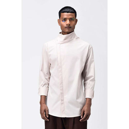 Genes Lecoanet Hemant Irish Cream Draped Mens Shirt