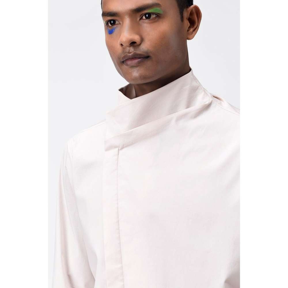 Genes Lecoanet Hemant Irish Cream Draped Mens Shirt