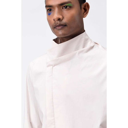 Genes Lecoanet Hemant Irish Cream Draped Mens Shirt