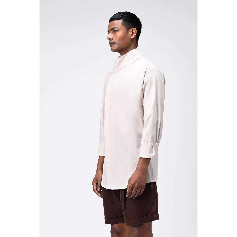 Genes Lecoanet Hemant Irish Cream Draped Mens Shirt