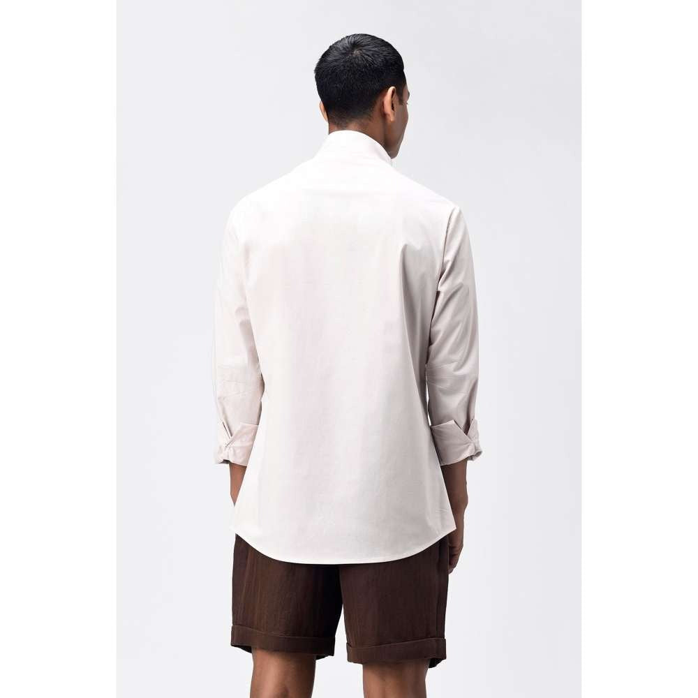 Genes Lecoanet Hemant Irish Cream Draped Mens Shirt