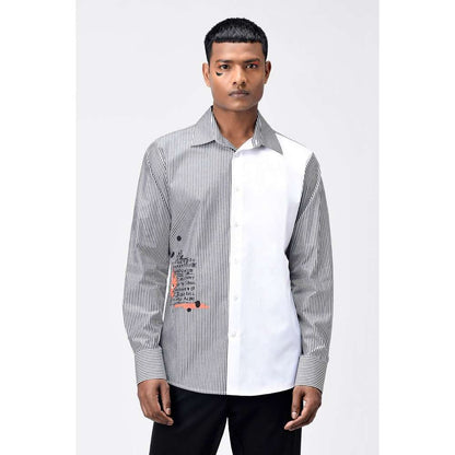 Genes Lecoanet Hemant Mens Shirt with Stripes & Polka Face Print