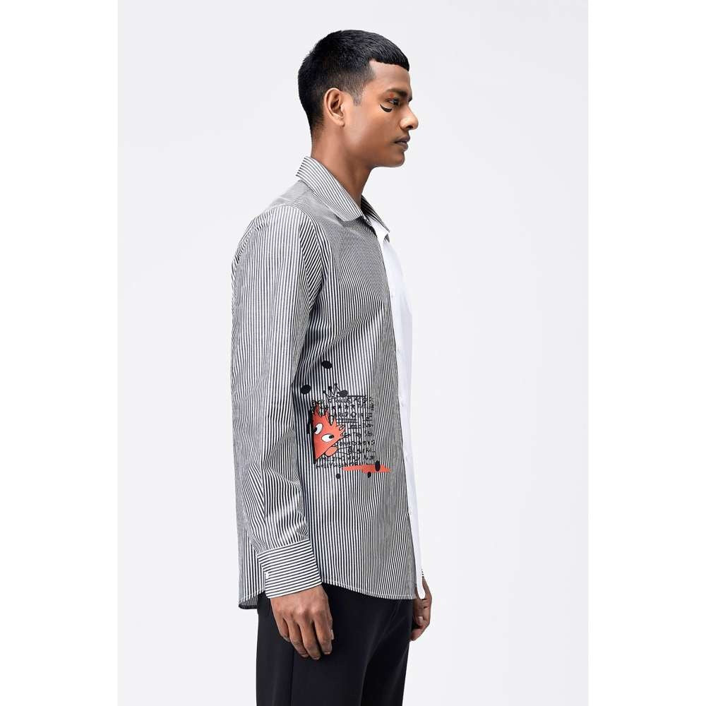 Genes Lecoanet Hemant Mens Shirt with Stripes & Polka Face Print