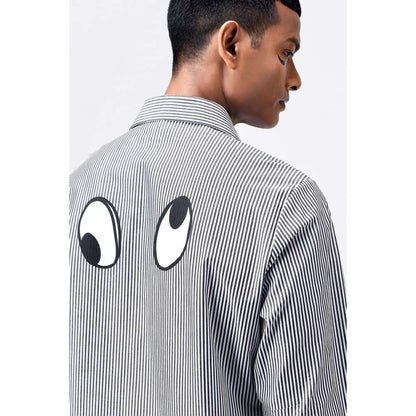 Genes Lecoanet Hemant Mens Shirt with Stripes & Polka Face Print