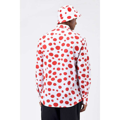 Genes Lecoanet Hemant Red Polka Dots Printed Mens Shirt