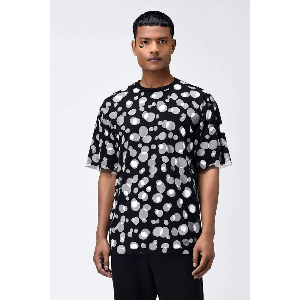 Genes Lecoanet Hemant Black Polka Dot Tulle Mens T-Shirt