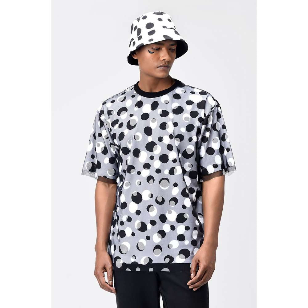 Genes Lecoanet Hemant Grey Polka Dot Tulle Mens T-Shirt