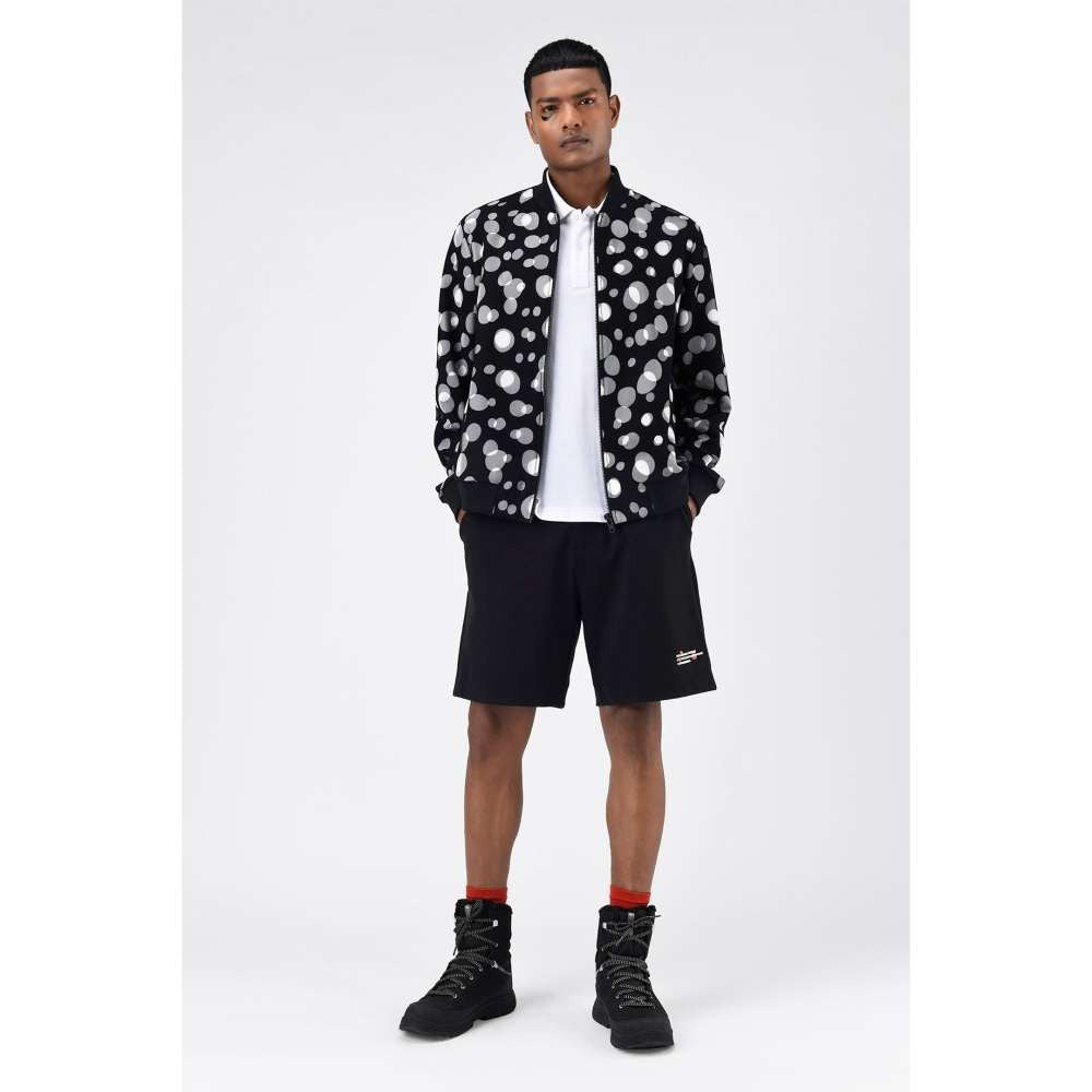 Genes Lecoanet Hemant Black Polka Dot Tulle Mens Bomber Jacket