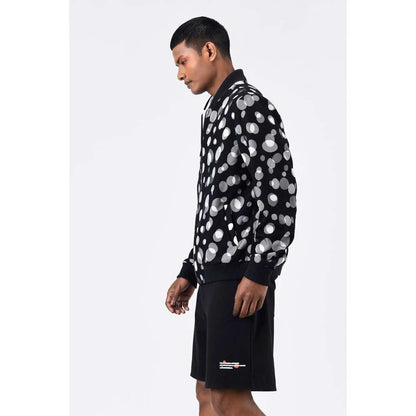 Genes Lecoanet Hemant Black Polka Dot Tulle Mens Bomber Jacket