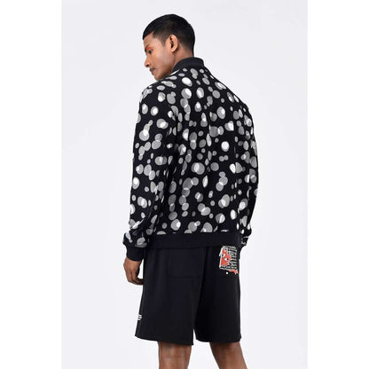 Genes Lecoanet Hemant Black Polka Dot Tulle Mens Bomber Jacket
