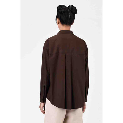 Genes Lecoanet Hemant Umber Brown Embroidered Womens Shirt