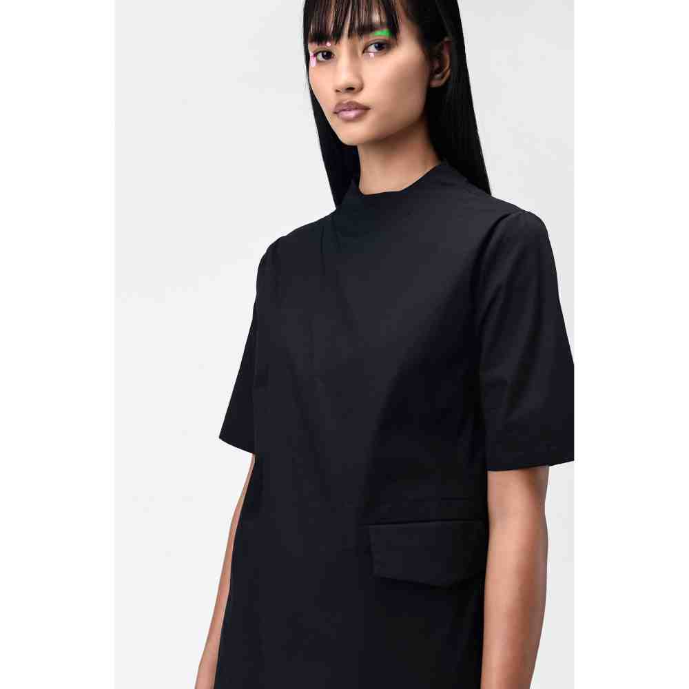 Genes Lecoanet Hemant Black High Neck Top with Darts