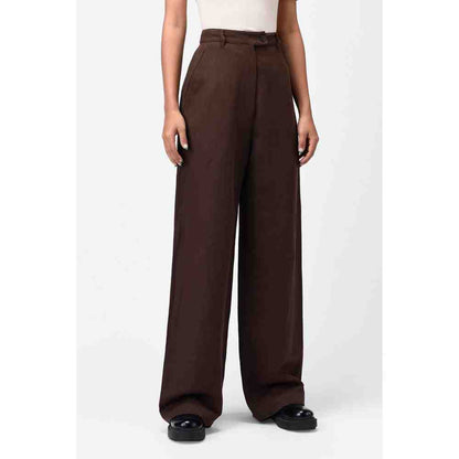 Genes Lecoanet Hemant Umber Brown Womens Linen Trouser
