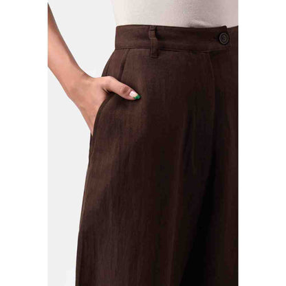 Genes Lecoanet Hemant Umber Brown Womens Linen Trouser