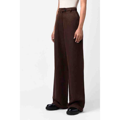 Genes Lecoanet Hemant Umber Brown Womens Linen Trouser