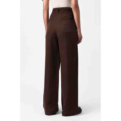 Genes Lecoanet Hemant Umber Brown Womens Linen Trouser