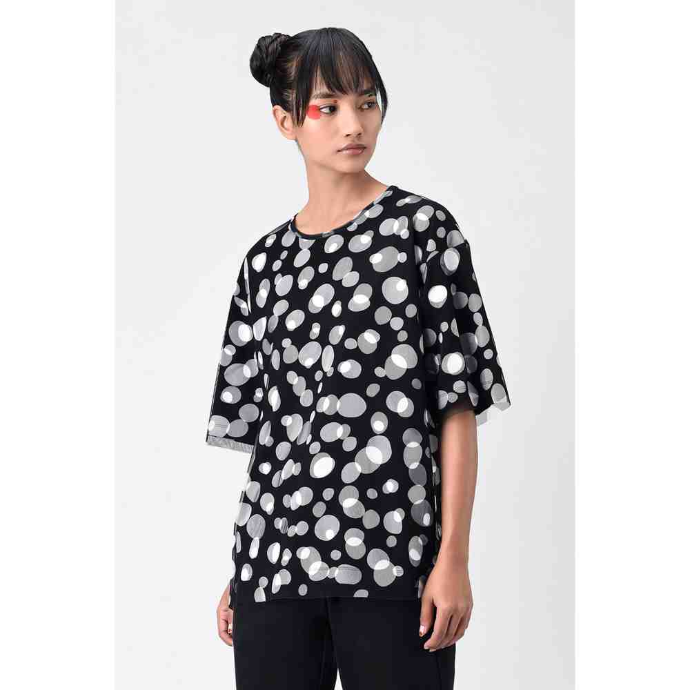 Genes Lecoanet Hemant Black Polka Dot Tulle T-Shirt