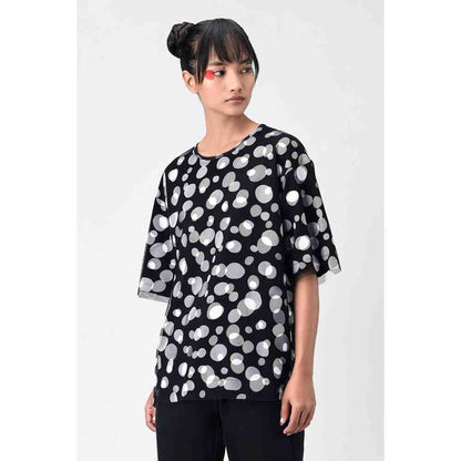 Genes Lecoanet Hemant Black Polka Dot Tulle T-Shirt