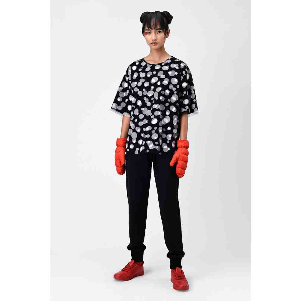 Genes Lecoanet Hemant Black Polka Dot Tulle T-Shirt