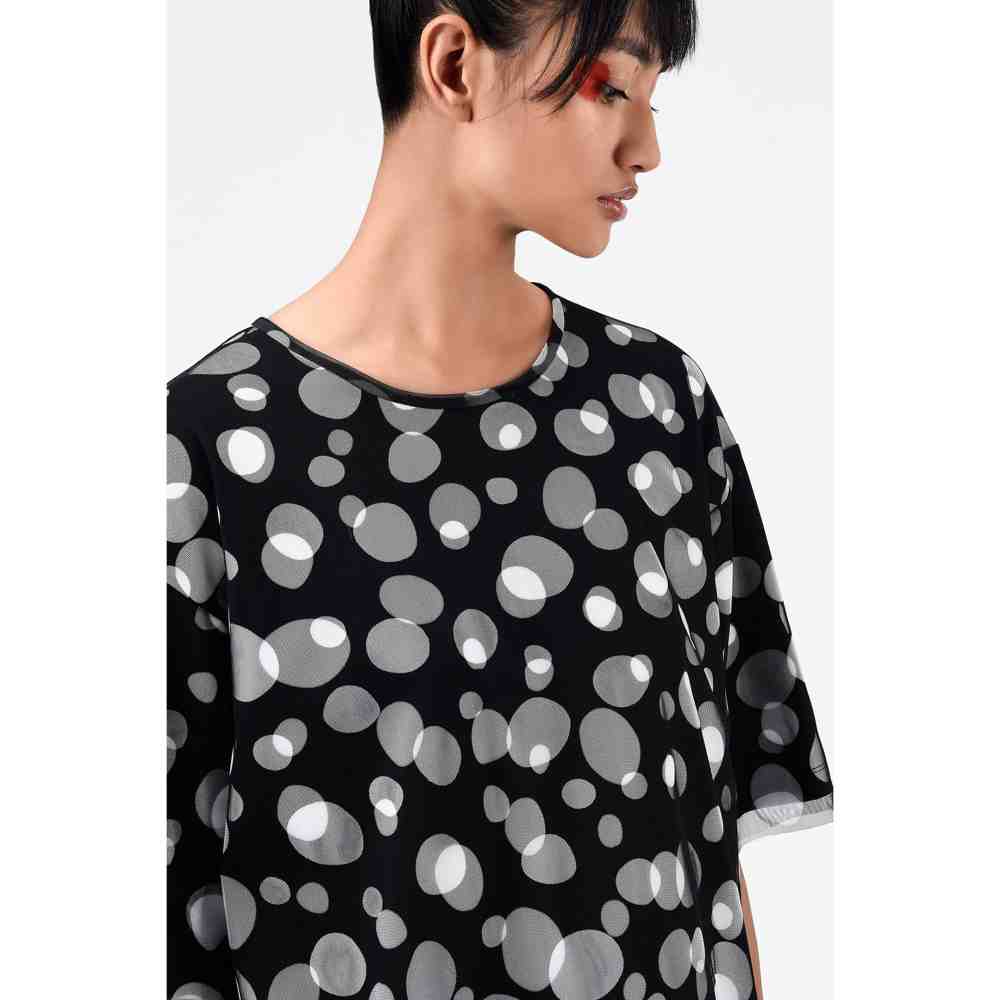 Genes Lecoanet Hemant Black Polka Dot Tulle T-Shirt