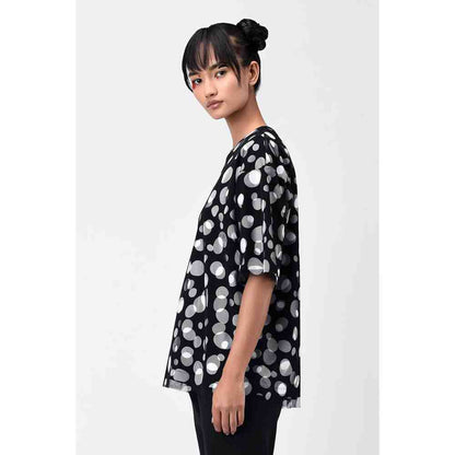 Genes Lecoanet Hemant Black Polka Dot Tulle T-Shirt