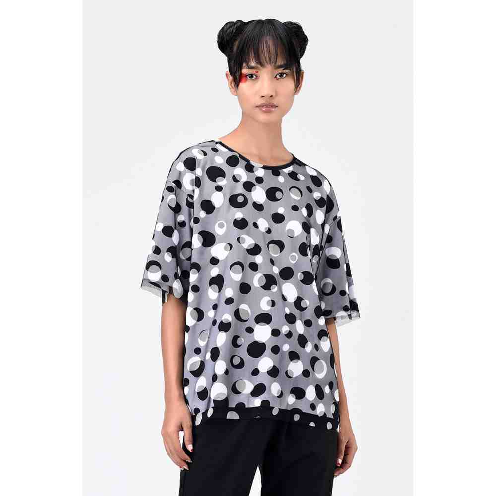 Genes Lecoanet Hemant White Polka Dot Tulle T-Shirt