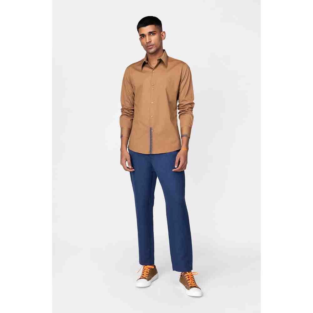 Genes Lecoanet Hemant Linen Marine blue Trouser Pants