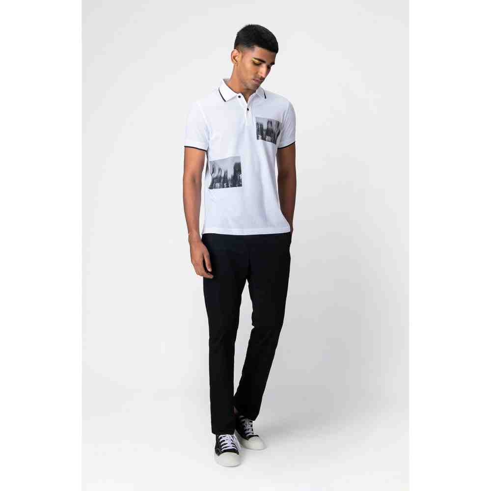 Genes Lecoanet Hemant Ivory Printed Polo T Shirt